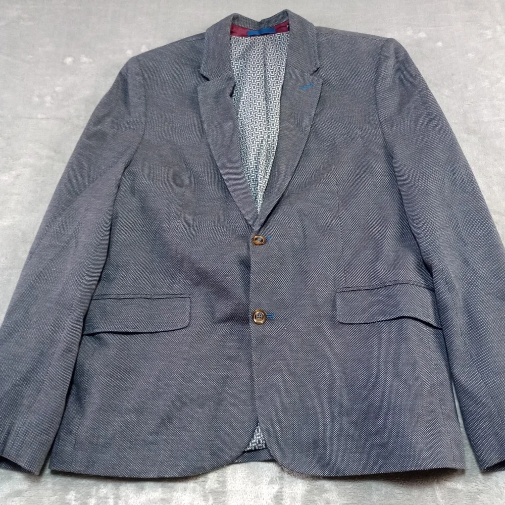 Ted Baker Men's Casual Blazer Sport Coat Jacket‎ 44R Sz 6 XXL BLack Birdseye
